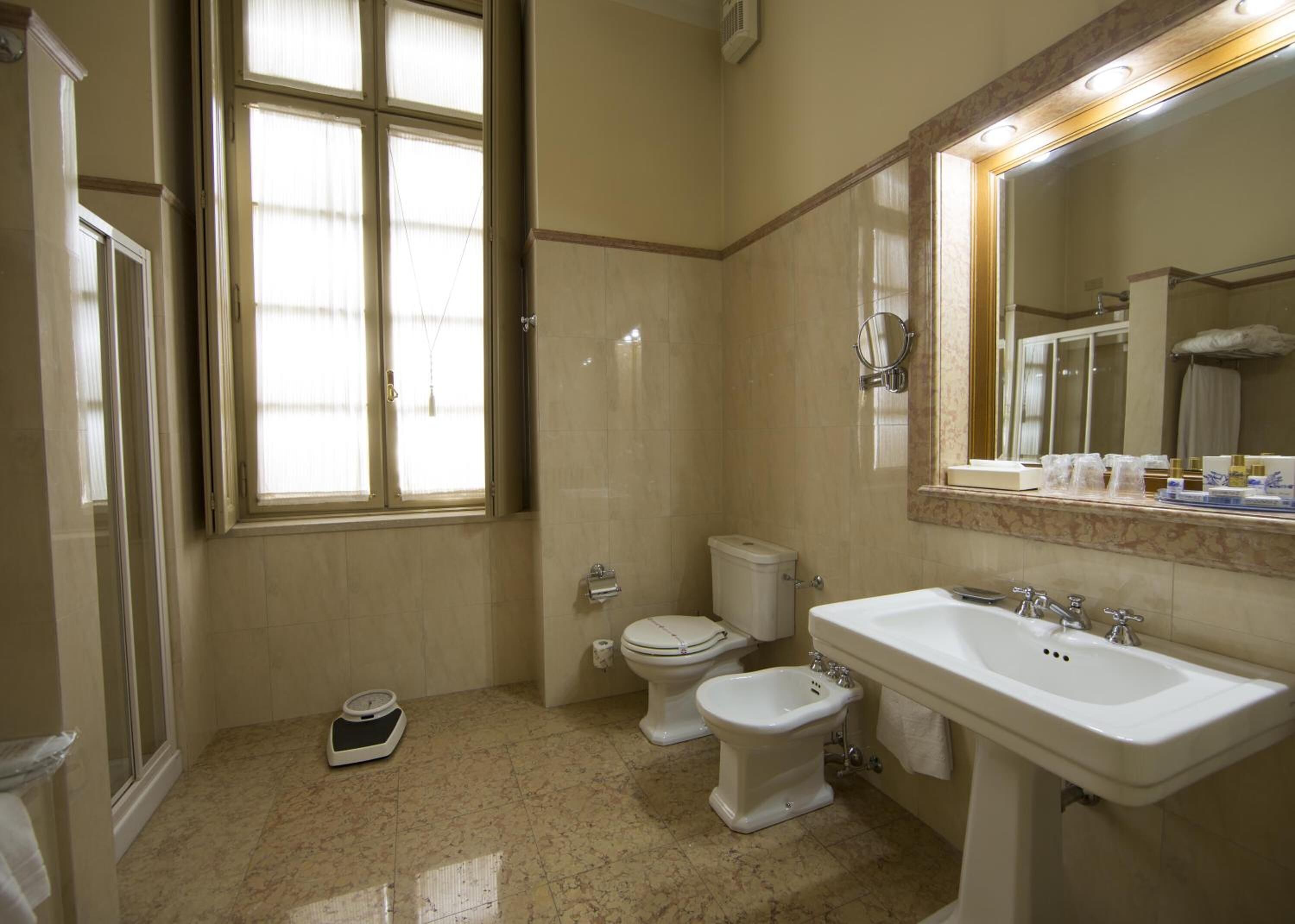 separate bathtub and shower, free toiletries, hair dryer, bidet