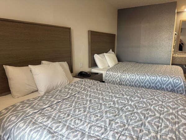 Standard Room, 2 Queen Beds | Premium bedding, desk, iron/ironing board, free WiFi