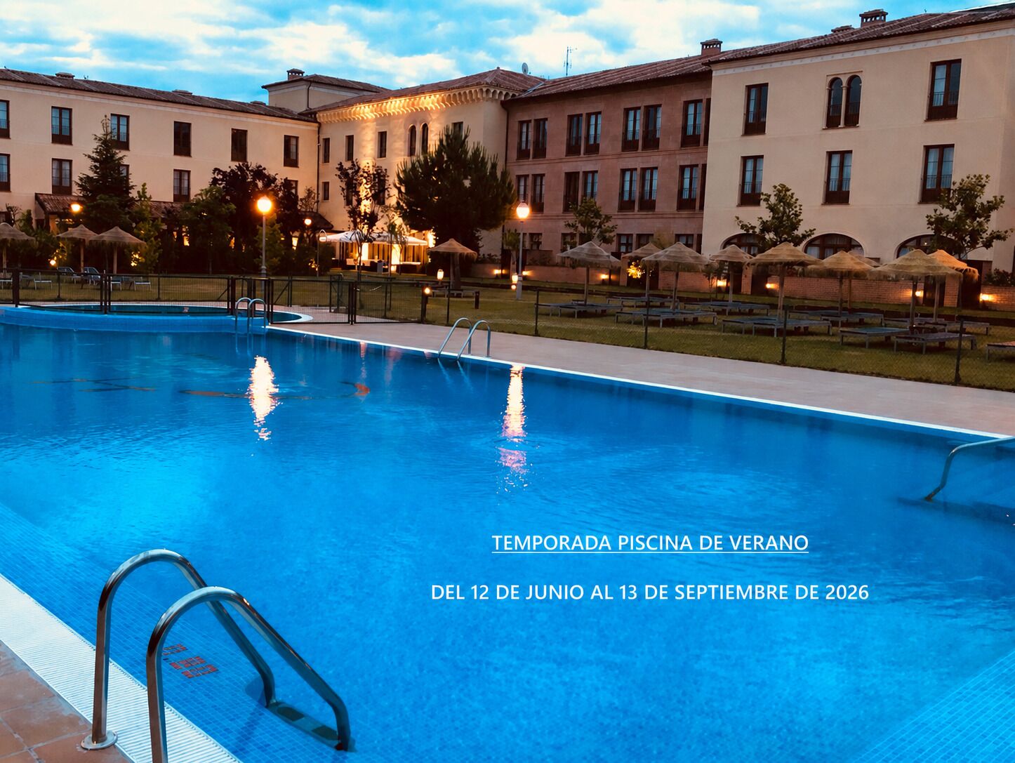 Indoor pool, outdoor pool, pool umbrellas, pool loungers