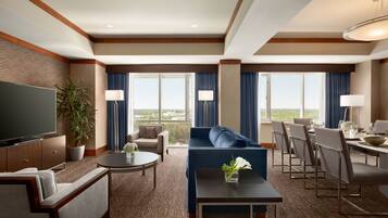 32-inch flat-screen TV with digital channels, TV, iPod dock