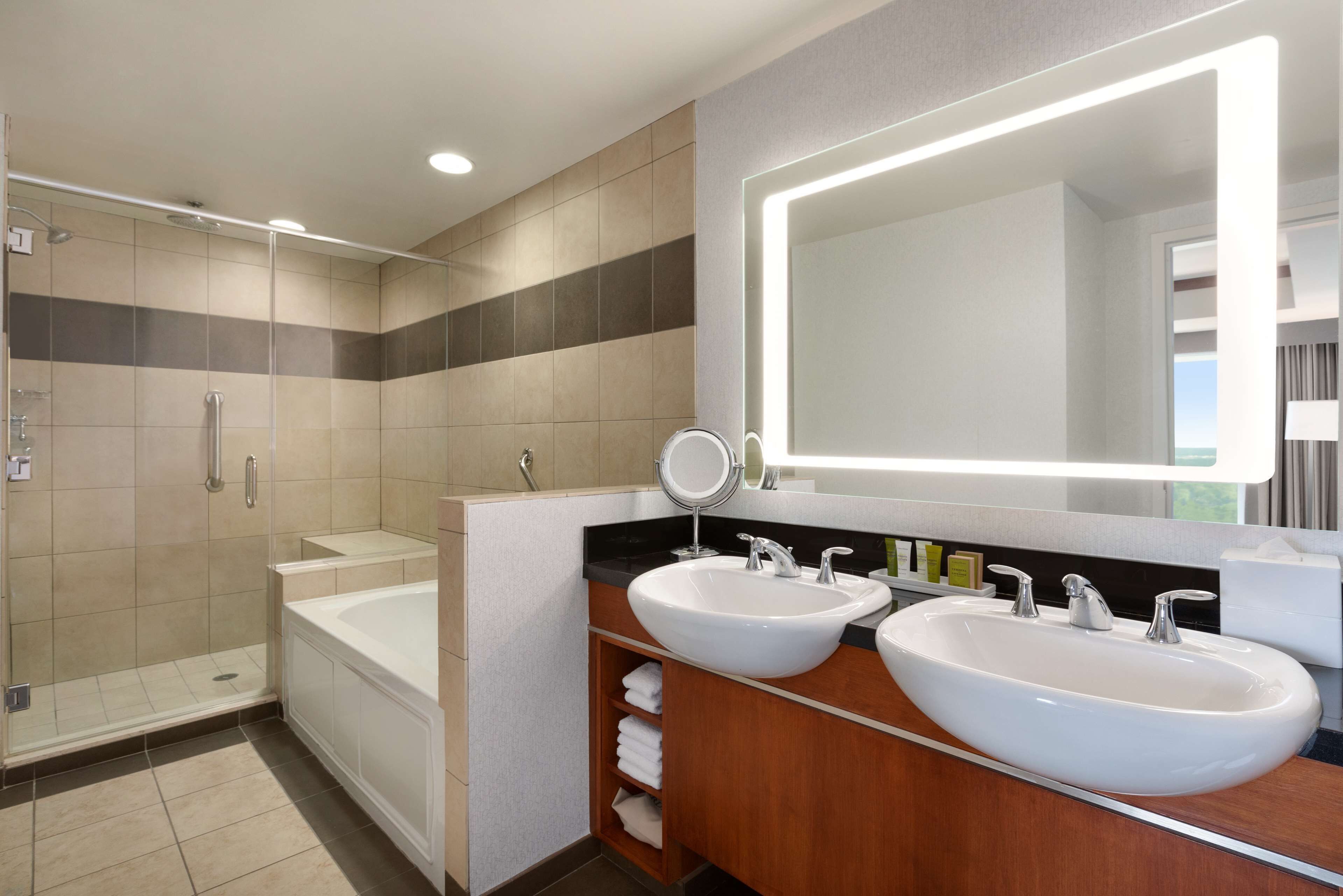 suite | bathroom | combined shower/bathtub, designer toiletries, hair dryer, towels