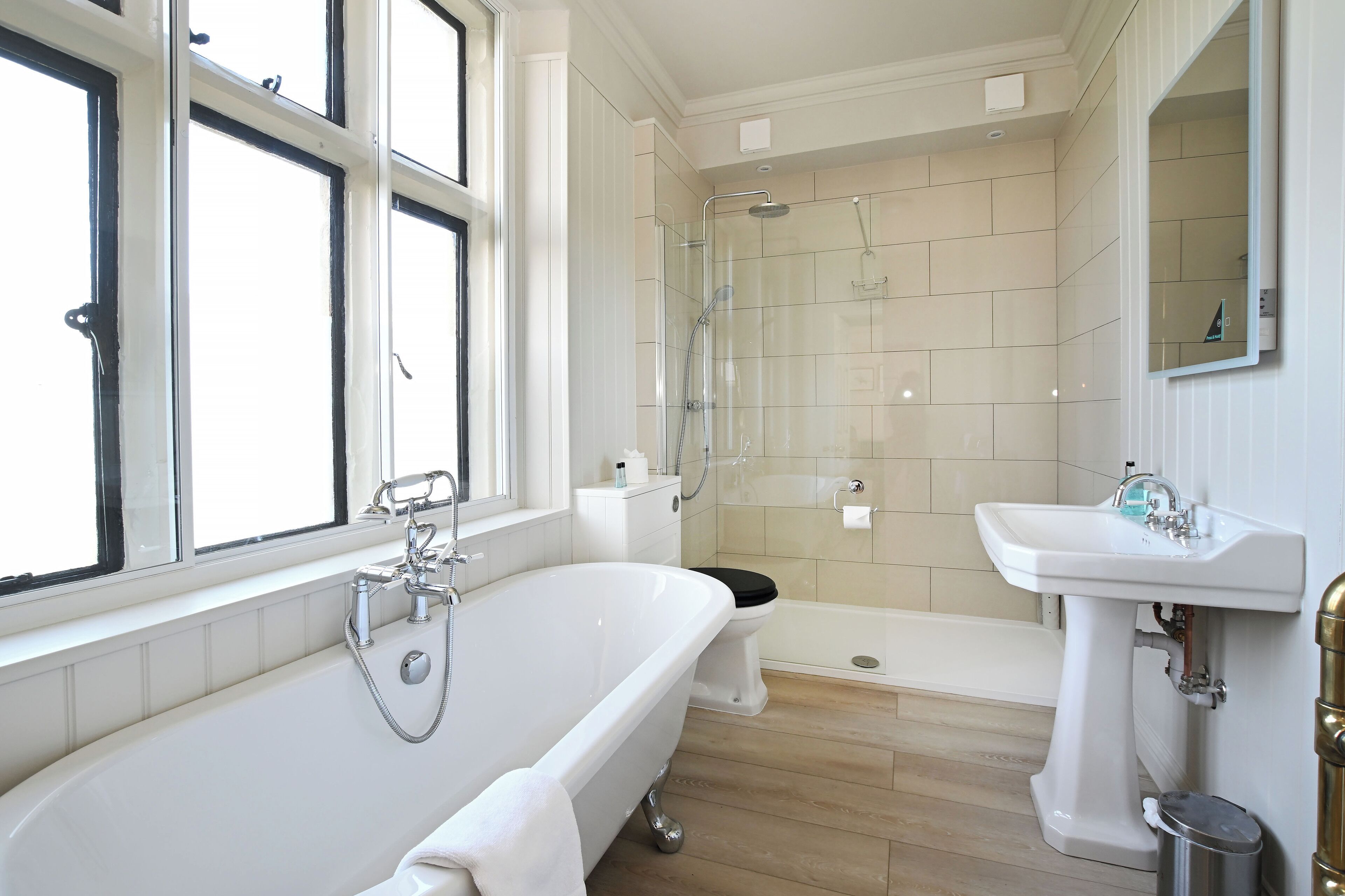 superior double room | bathroom | free toiletries, hair dryer, towels