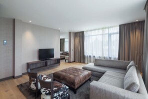 Suite – executive | Oppholdsområde | En 42-tommers Flatskjerm-TV med Parabol-TV