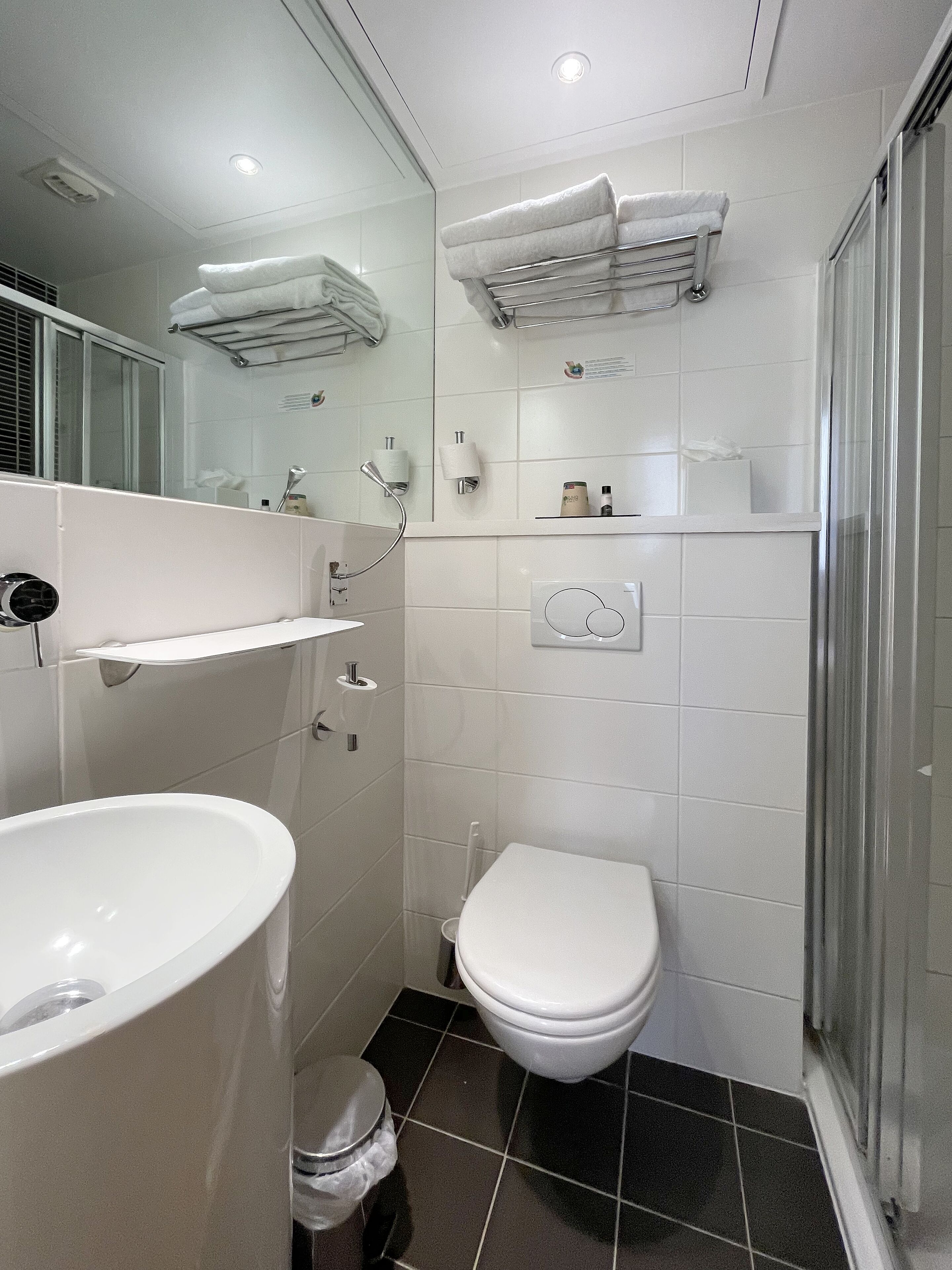small classic double room | bathroom | shower, rainfall showerhead, designer toiletries, hair dryer