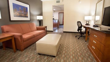 Pillow-top beds, desk, laptop workspace, blackout curtains