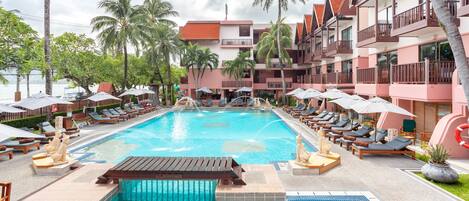 2 outdoor pools, pool umbrellas, sun loungers