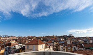 A panoramic view of a densely packed urban area with a variety of building styles and a clear blue sky. - Dafi (Plovdiv)