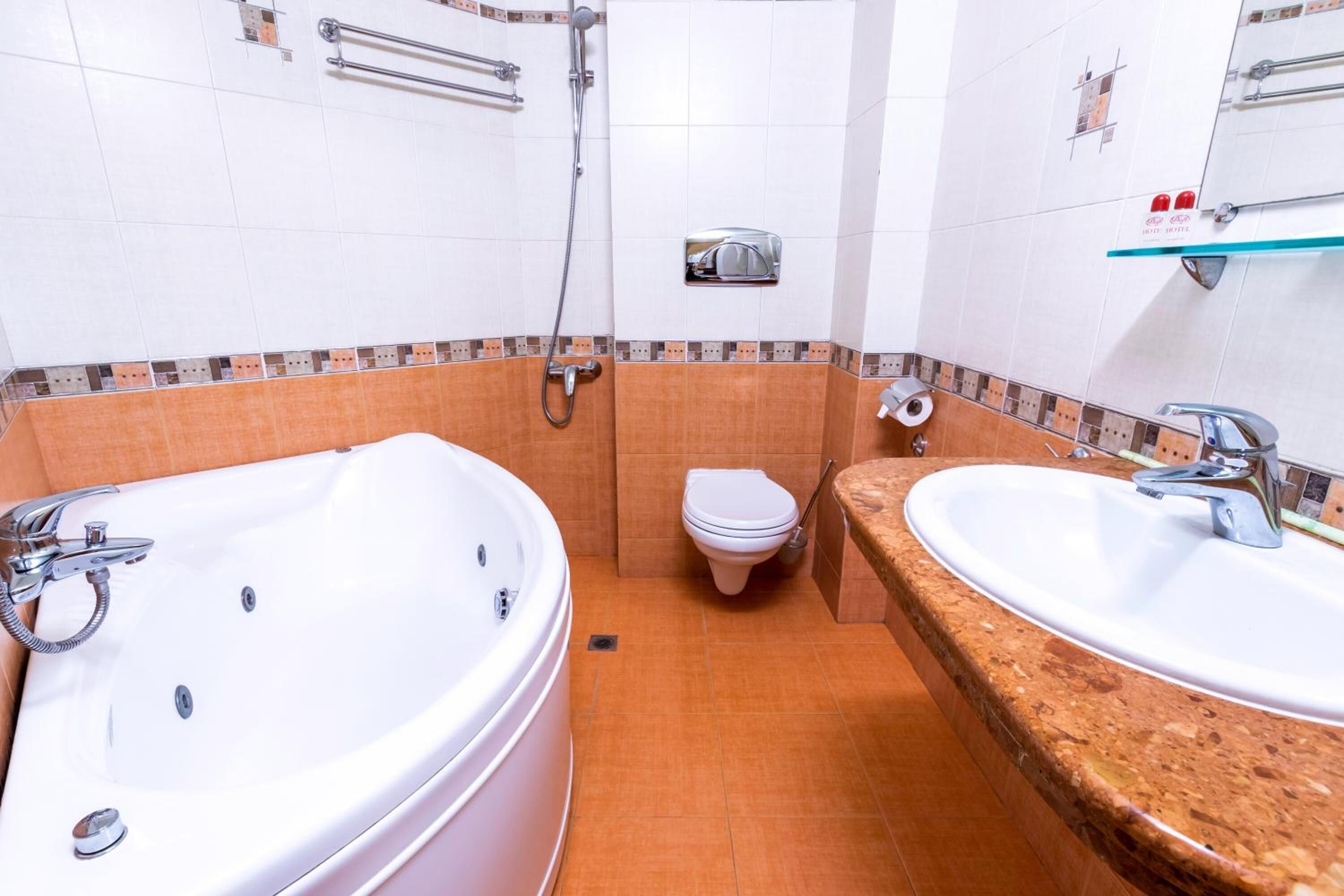 free toiletries, hair dryer, towels, soap