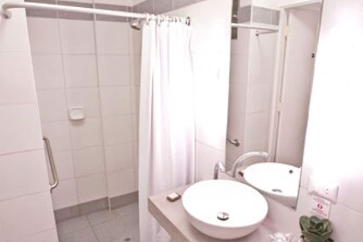 standard double room, 1 king bed | bathroom | shower, free toiletries, hair dryer, towels