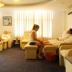 Sauna, hot tub, steam room, body treatments, facials