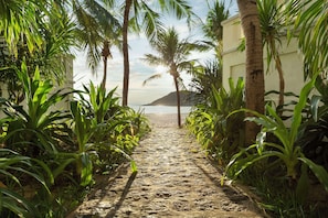 Private beach, sun loungers, beach umbrellas, beach towels