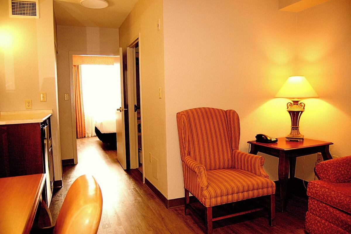 suite, 1 king bed with sofa bed | 1 bedroom, hypo-allergenic bedding, desk, laptop workspace