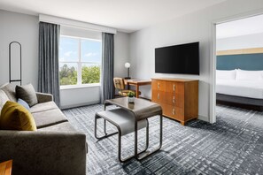 Down comforters, pillowtop beds, in-room safe, desk