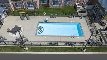 Seasonal outdoor pool, open 10 AM to 10 PM, sun loungers