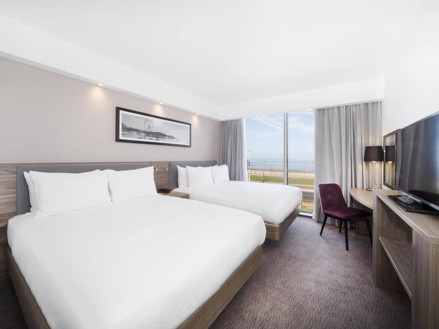Family Room, 2 Double Beds, View | In-room safe, desk, laptop workspace, blackout drapes