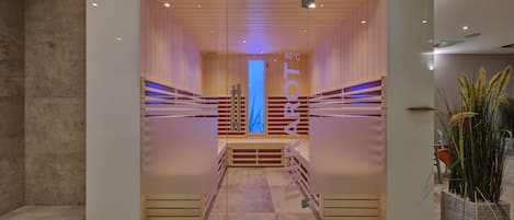 Sauna, steam room, hot springs/mineral springs, body treatments