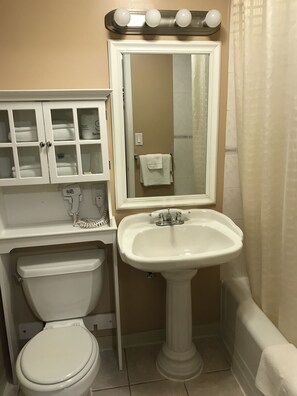 Standard King | Bathroom | Combined shower/tub, hair dryer, towels - Moonlite Motel Niagara Falls (Niagara Falls)