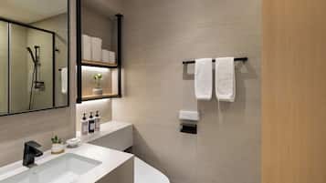 Executive Room, 2 Queen Beds | Bathroom | Separate tub and shower, hair dryer, bathrobes, slippers