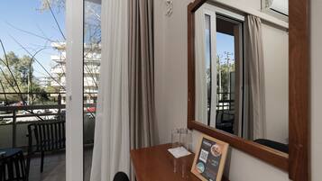 Hypo-allergenic bedding, desk, blackout drapes, iron/ironing board