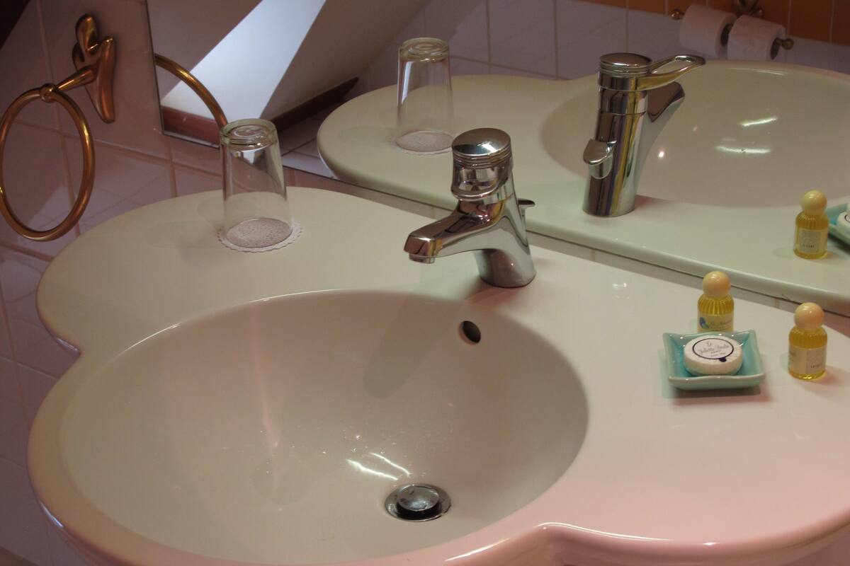 Shower, free toiletries, towels