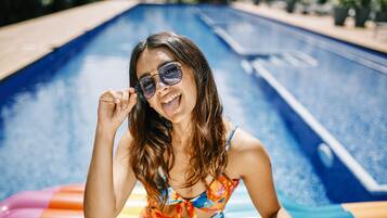 Outdoor pool, sun loungers