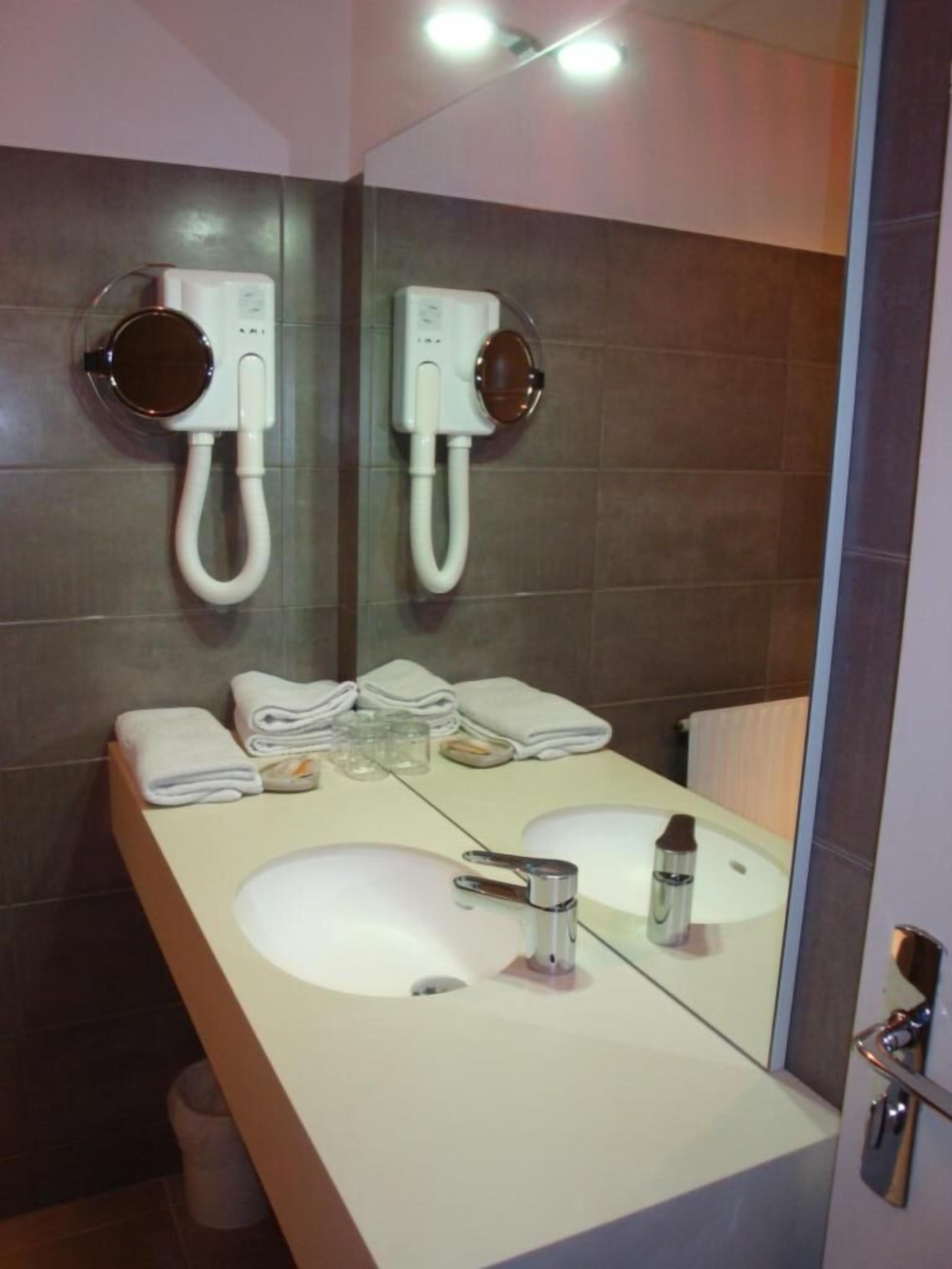 free toiletries, hair dryer, towels