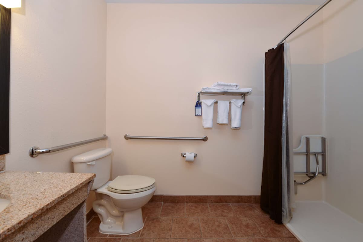 標準客房, 1 張特大雙人床, 無障礙, 非吸煙房 (Walk-in Shower) | 浴室 | 淋浴/浴缸二合一、免費盥洗用品、吹風機、毛巾