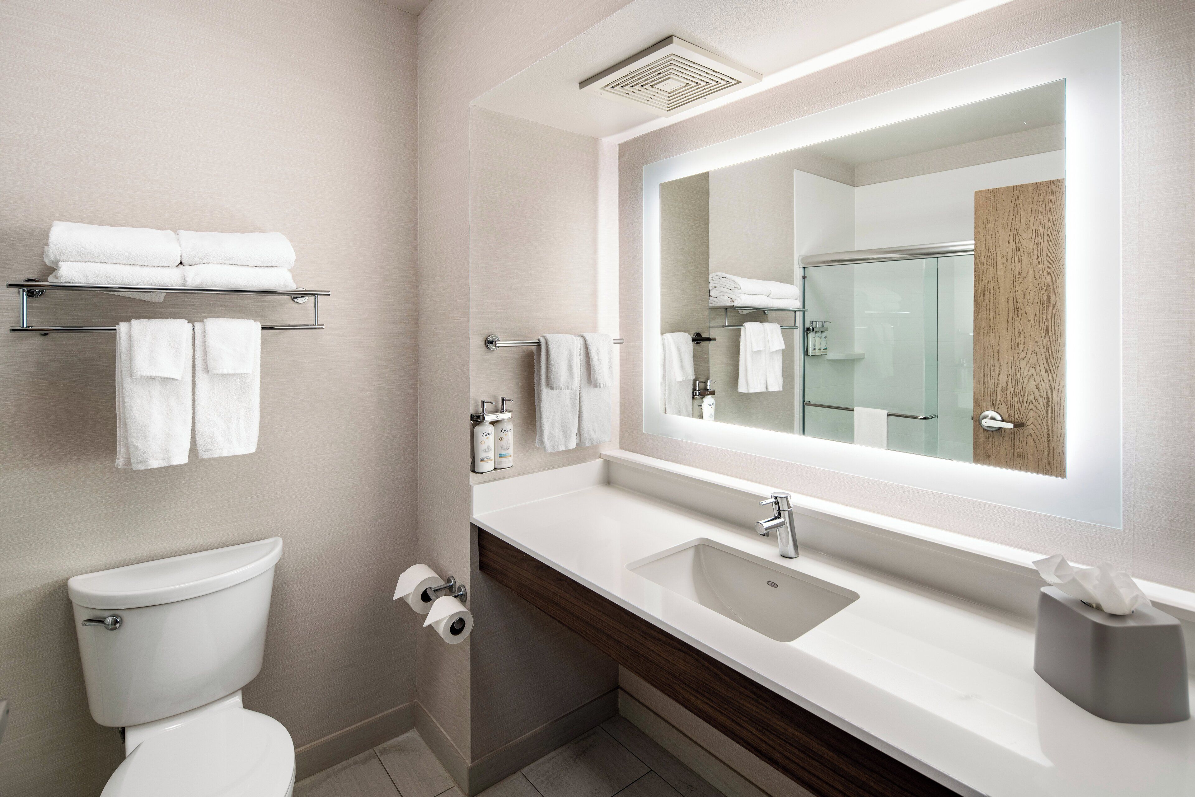 free toiletries, hair dryer, towels, soap