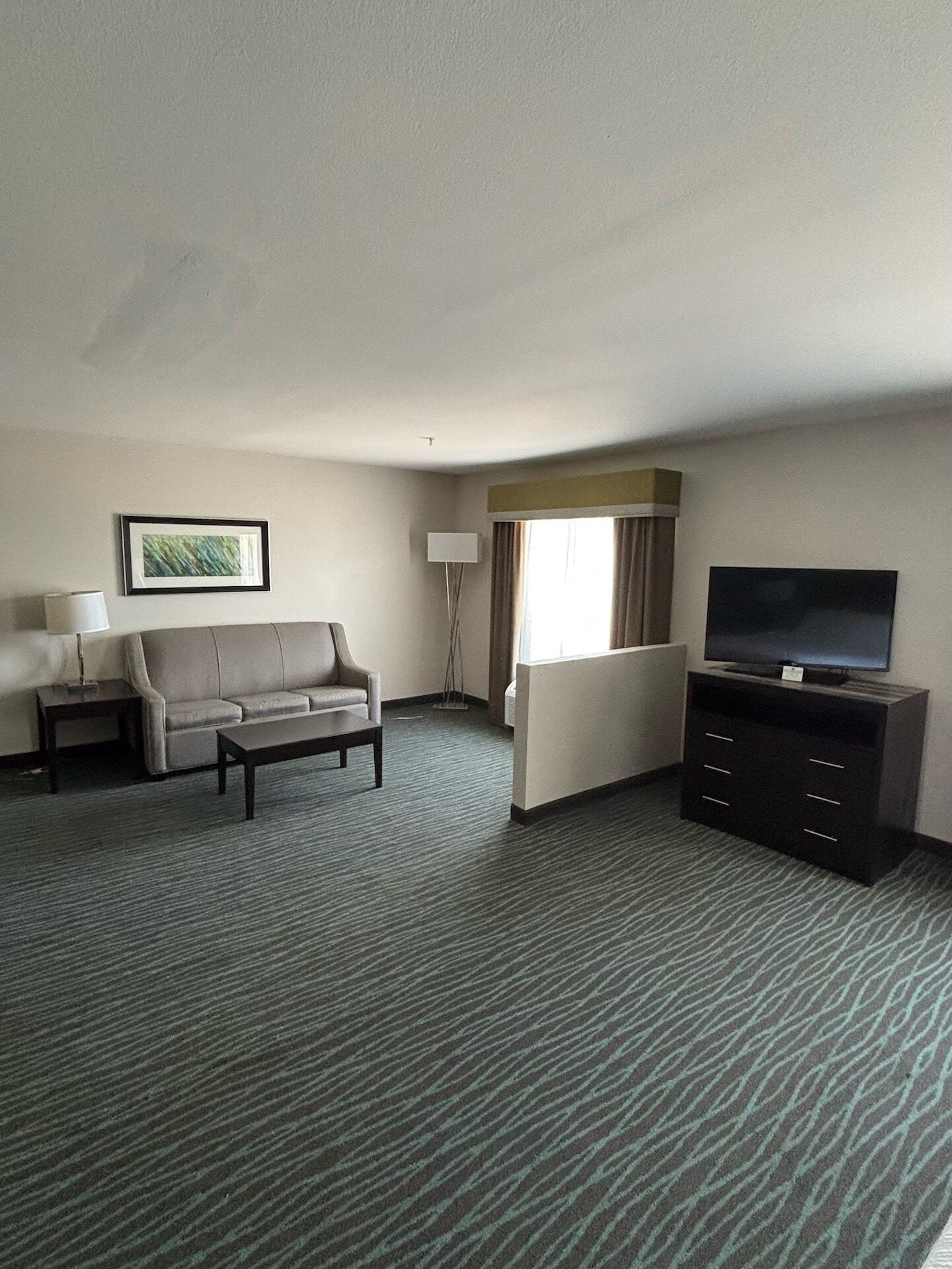 studio suite, 1 king bed, hearing accessible, non smoking | in-room safe, desk, blackout curtains, iron/ironing board