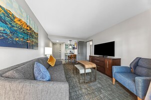 Suite, 2 Queen Beds, Non Smoking | Living area | 42-inch flat-screen TV with cable channels, TV, video-game console