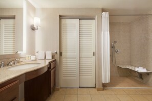 Suite, 1 King Bed, Accessible, Bathtub | Bathroom shower