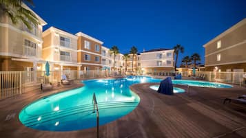 Outdoor pool, open 9:00 AM to 9:00 PM, sun loungers