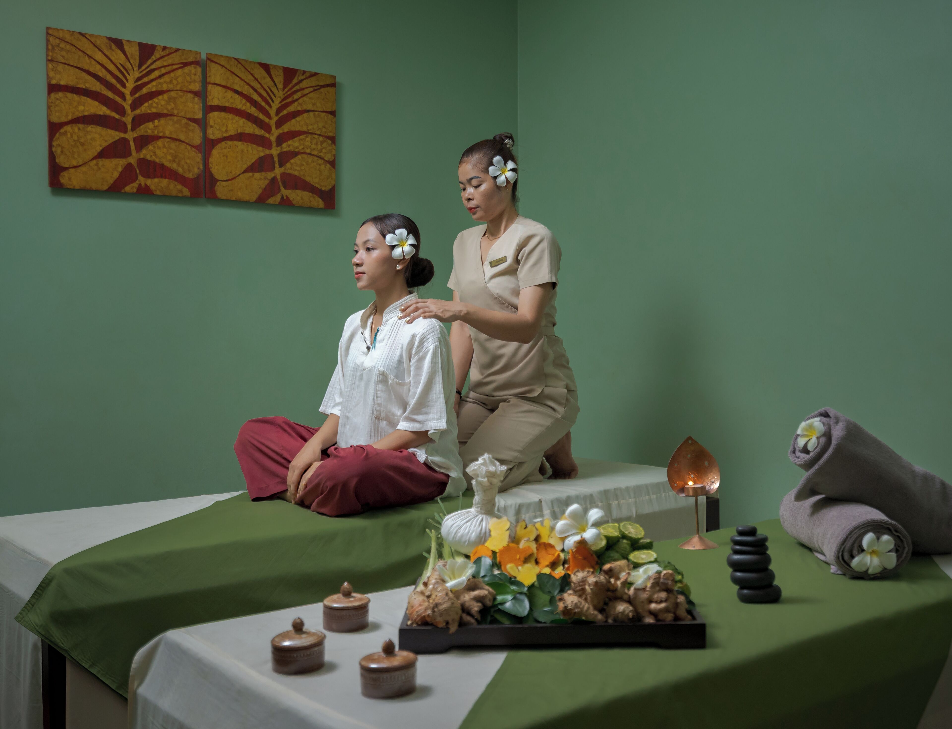 Steam room, body treatments, aromatherapy, deep-tissue massages