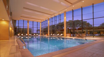 Indoor pool, seasonal outdoor pool, lifeguards on site