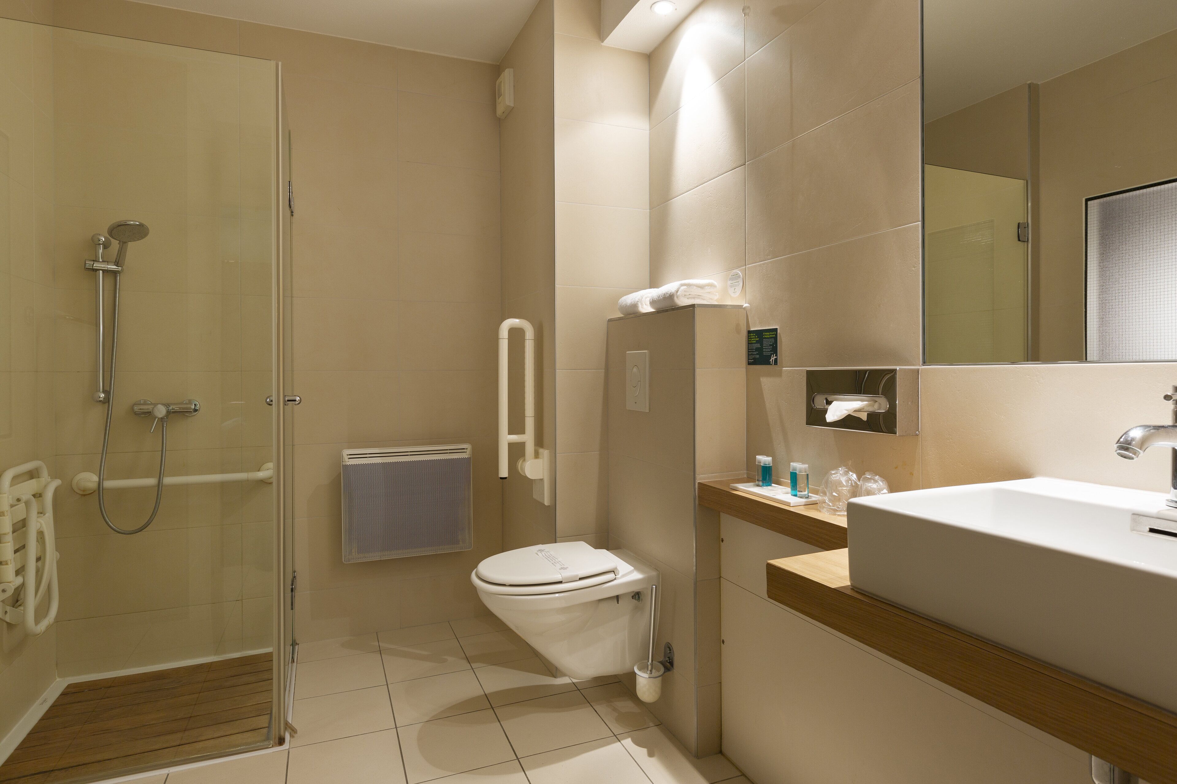 free toiletries, hair dryer, towels