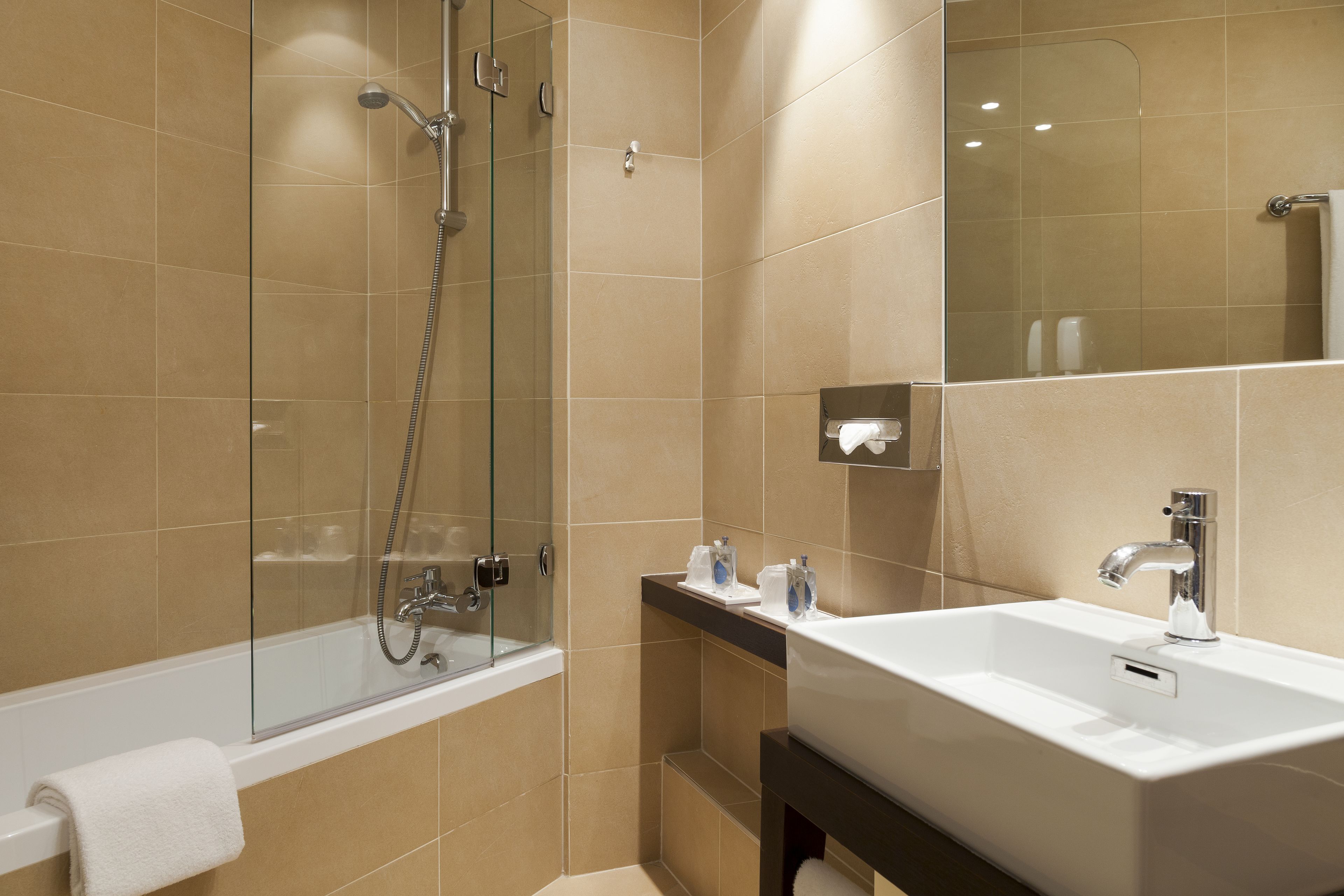 free toiletries, hair dryer, towels