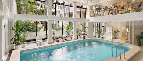 Indoor pool, pool loungers