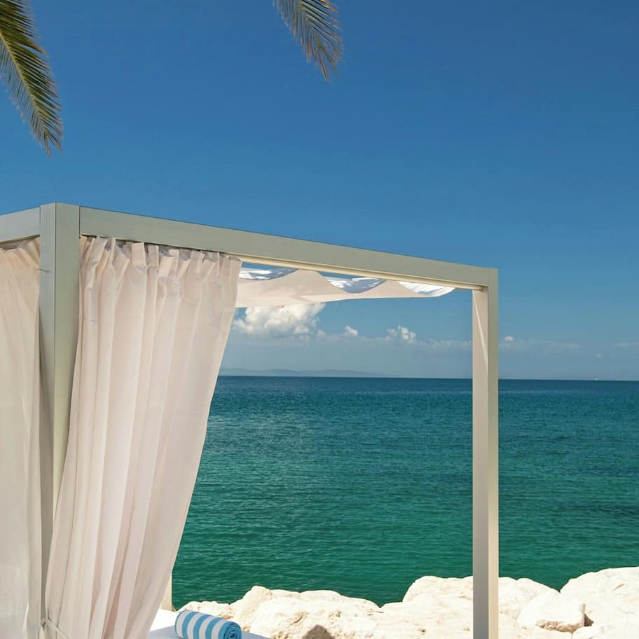 On the beach, scuba diving, snorkeling, water skiing