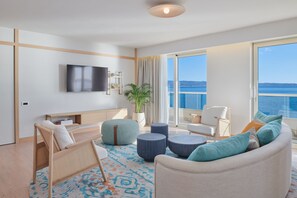 Presidential Suite, 2 Bedrooms, Balcony, Sea View | Living room | LED TV, pay movies