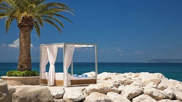 On the beach, scuba diving, snorkelling, waterskiing