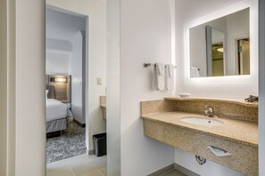 Suite, 1 King Bed with Sofa bed | Bathroom | Combined shower/tub, free toiletries, hair dryer, towels