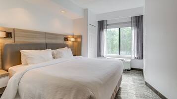 In-room safe, desk, laptop workspace, blackout curtains