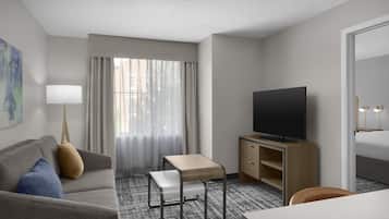 39-inch LCD TV with cable channels, TV, DVD player