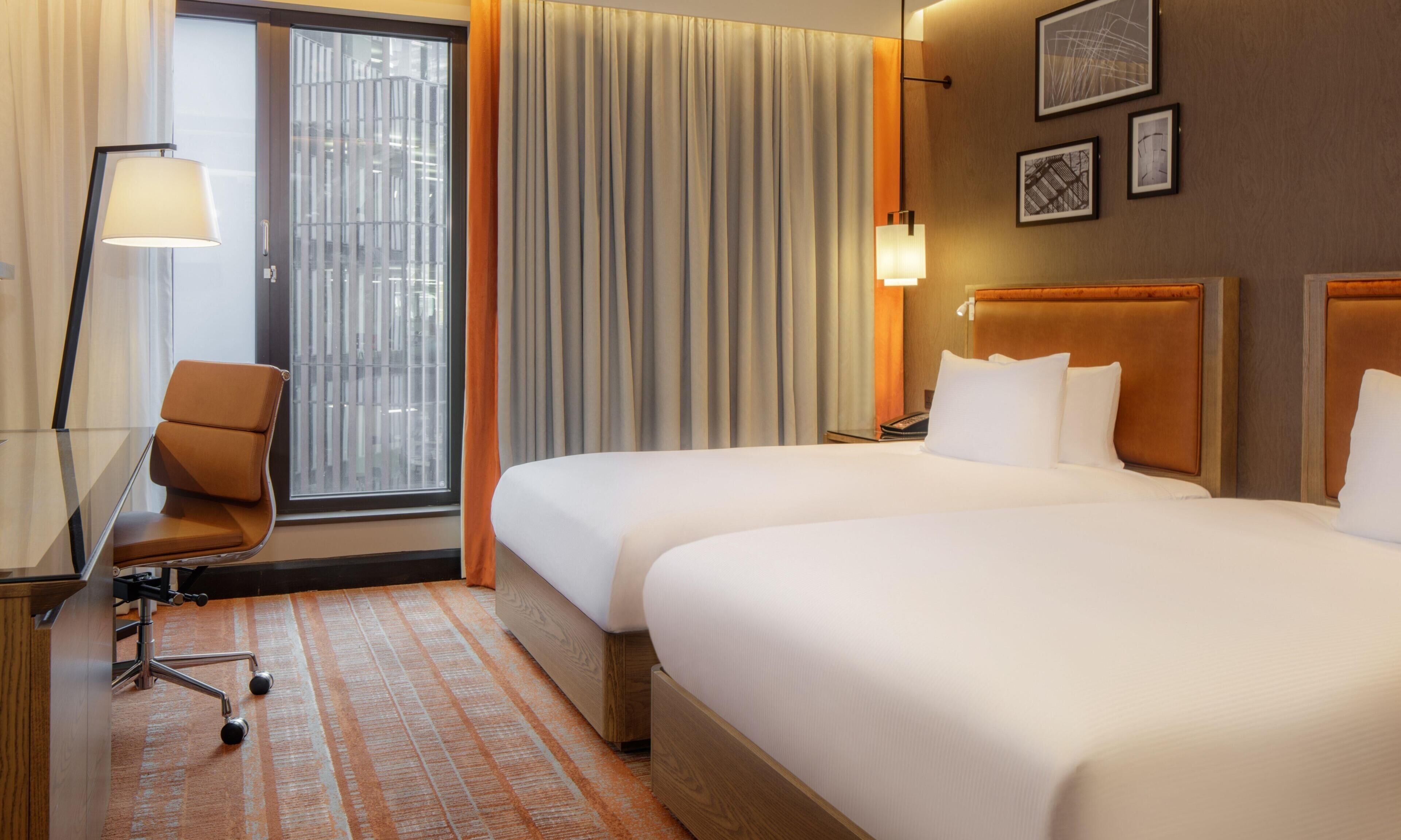 Hypo-allergenic bedding, in-room safe, desk, blackout drapes