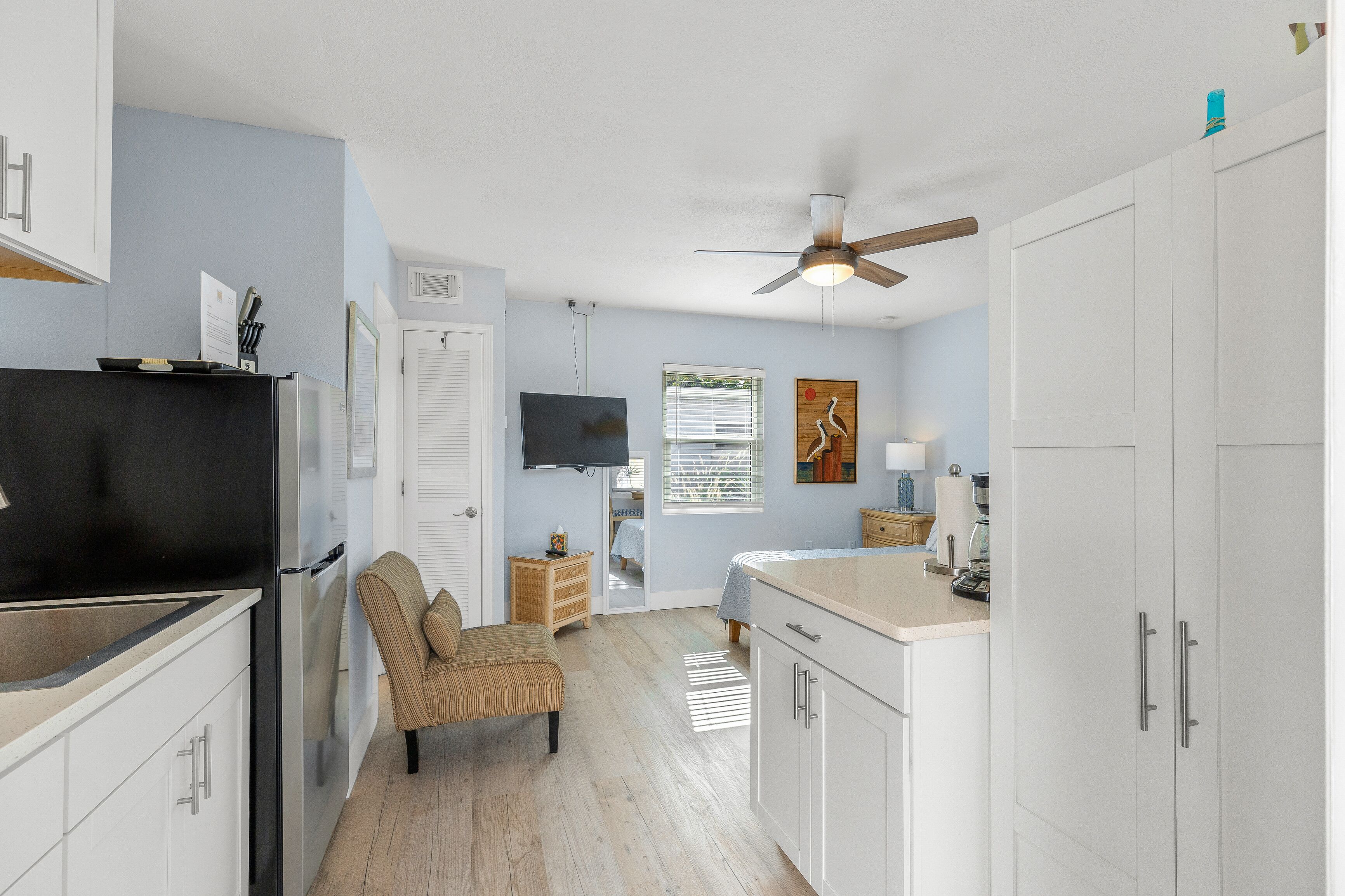 beachside efficiency | premium bedding, pillow-top beds, individually decorated