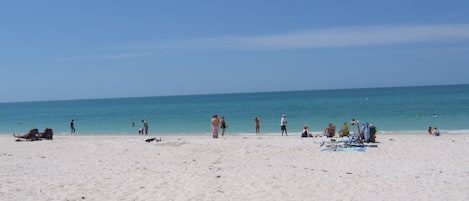 On the beach, white sand