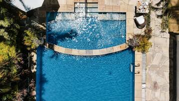 2 AuĂenpools, Sonnenschirme, LiegestĂŒhle