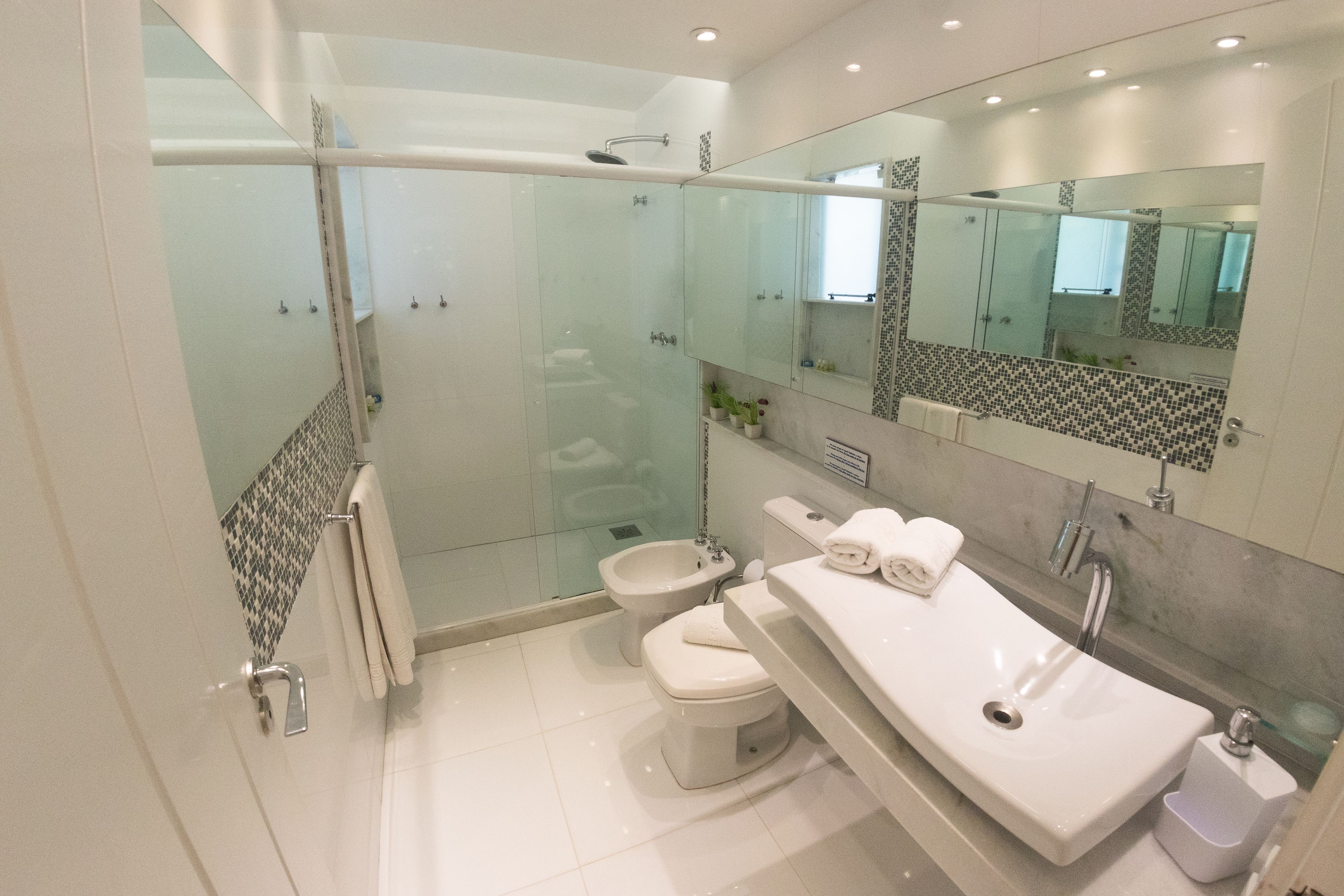 free toiletries, hair dryer, bidet, towels