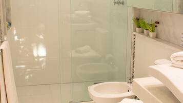 Free toiletries, hair dryer, bidet, towels
