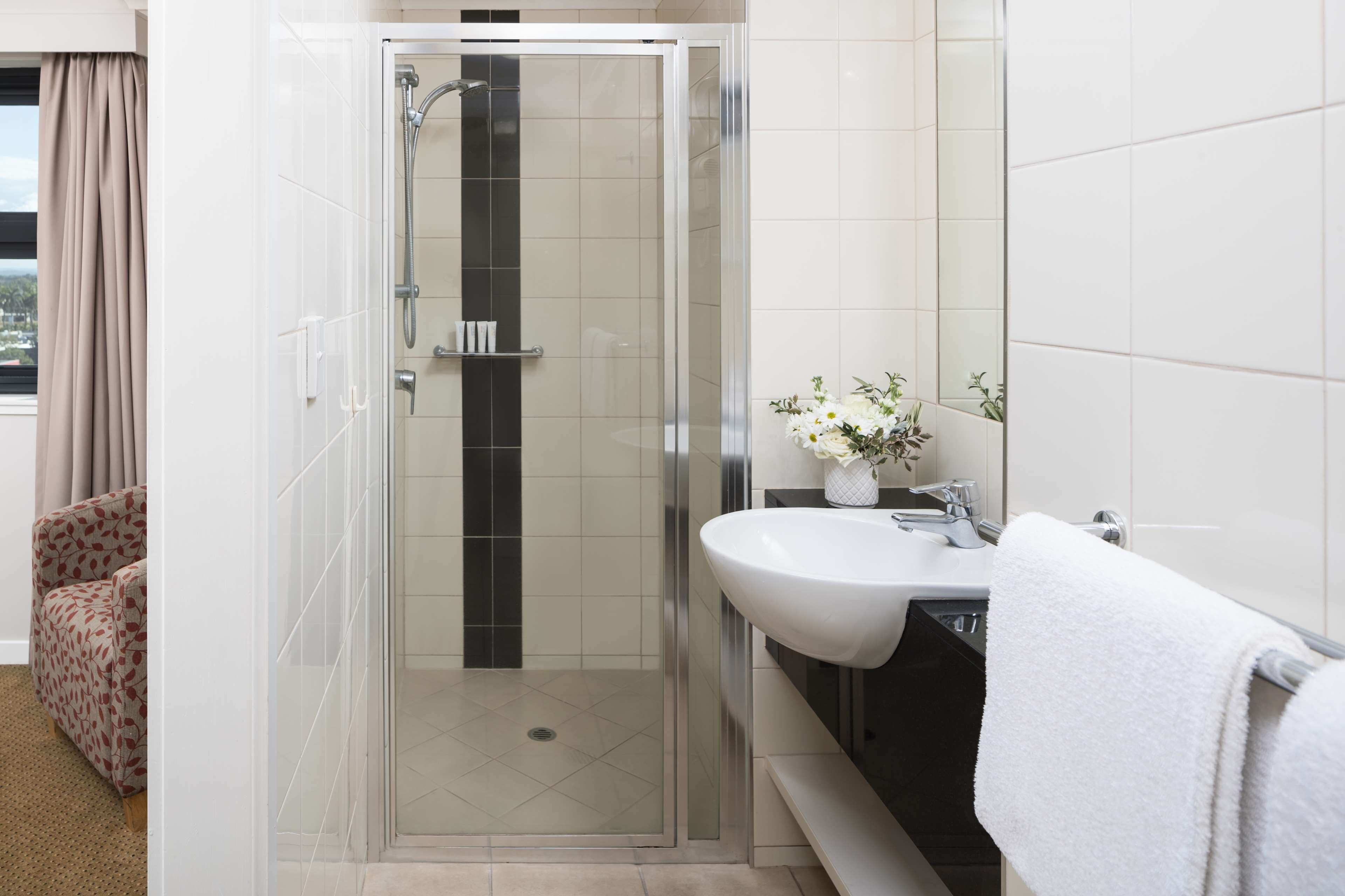 free toiletries, hair dryer, towels